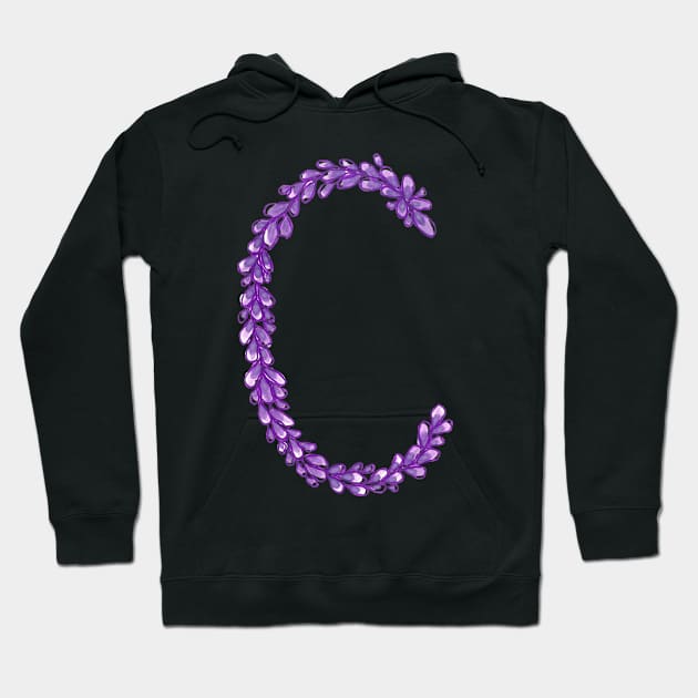 Lavender Letter C Hand Drawn in Watercolor and Ink Hoodie by EndlessDoodles